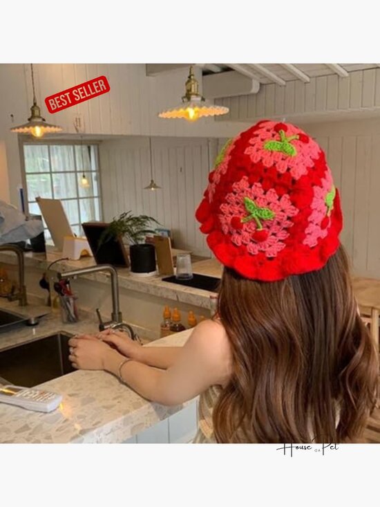 Crochet Bucket Hat Handmade Foldable Knitted Unisex